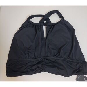 La Blanca Black Halter Swim Top with Twist Neck